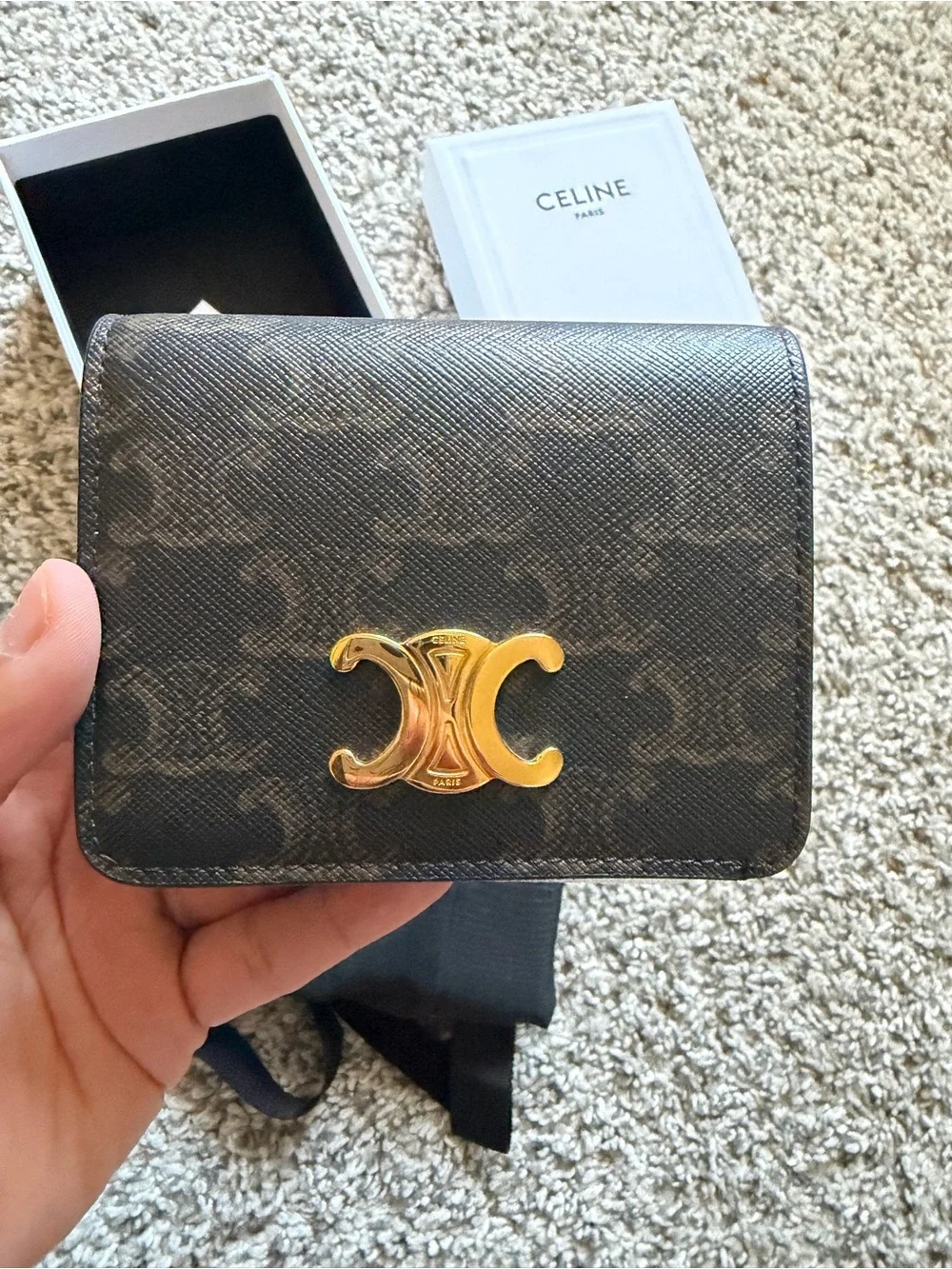 CELINE SMALL FLAP WALLET TRIOMPHE IN TRIOMPHE CANVAS
